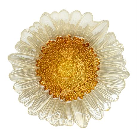 Large Pearlescent Glass Flower Centerpiece Bowl