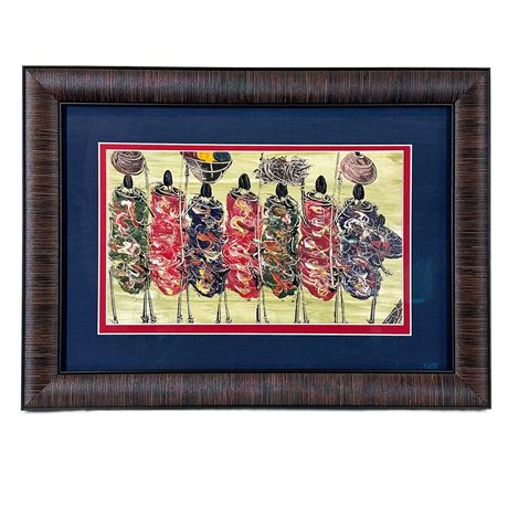 Original African Acrylic Painting Signed EDO