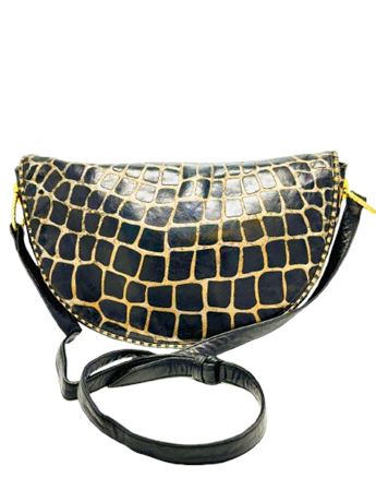 Vtg Sharif Leather Snake Pattern Purse