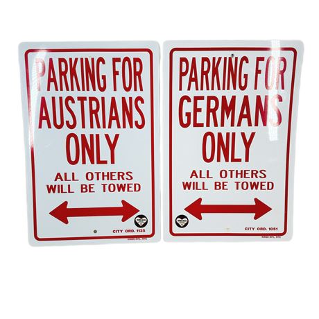 Pair of Parking Signs Germans & Austrians
