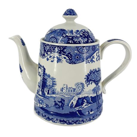 Vintage Spode Porcelain “Ascot” Blue Italian Teapot