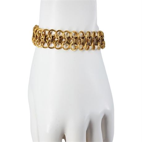 Signed Coro Gold Tone Chainmaille Bracelet