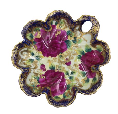 Antique Moriage, Gold Trim Candy Dish