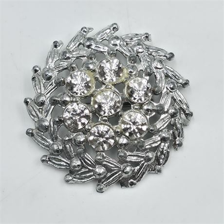 VTG Silvertone Rhinestone Brooch
