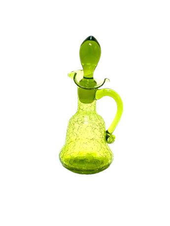 1960's Green Blenko Crackle Glass Cruet Decanter