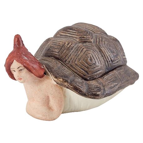 Victorian Era Risqué Porcelain Bisque Bare Bum Turtle Shell Lady Figurine