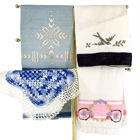 Lot of 3 Vintage Hand Towels and 1 Doily