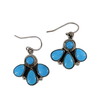 Navajo Artisan Sterling Silver & Turquoise Earrings signed B. Johnson