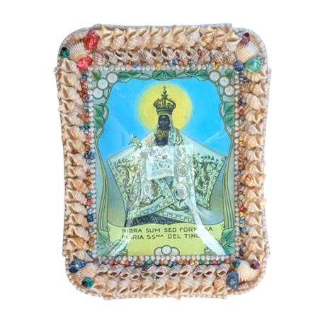 Black Madonna of Tindari in Shell frame