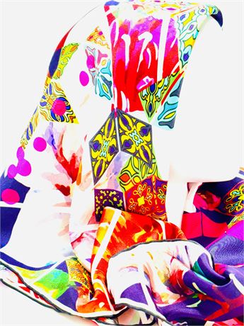 Lily Mulin Mixed Pattern Silk Scarf
