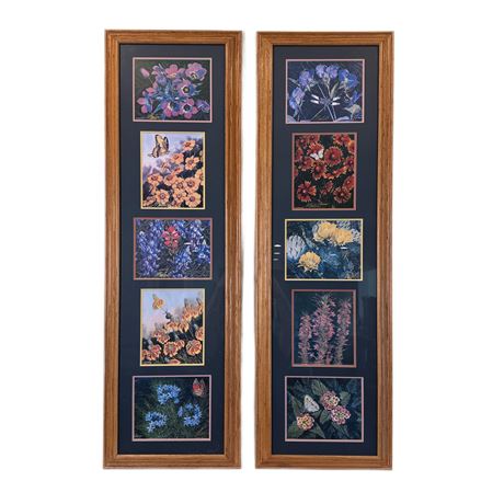 Pair of George Boutwell Framed Butterfly/ Floral Prints, Signed