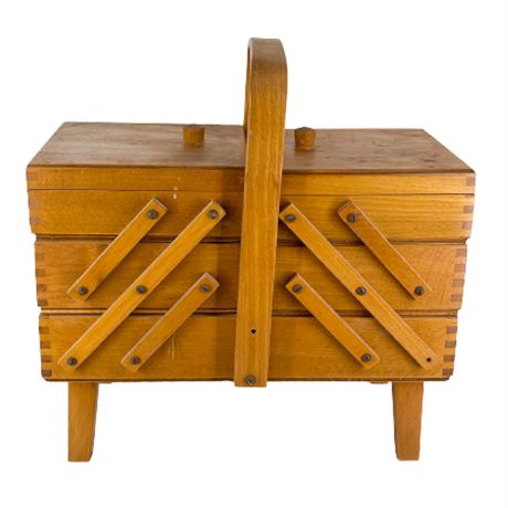 Dutch Wooden Fold Out Sewing Box