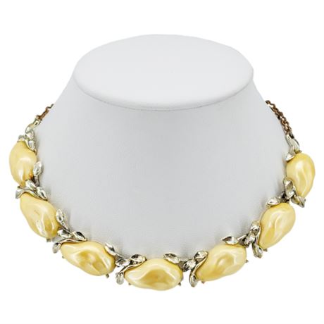 Vintage BSK Pearlescent Plastic Pears Necklace