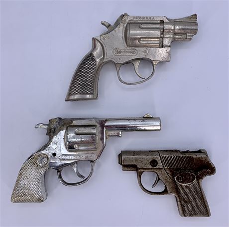 3 Hubley, Dick, Kilgore, Private Eye Detective Cap Gun Toy Pocket Pistols