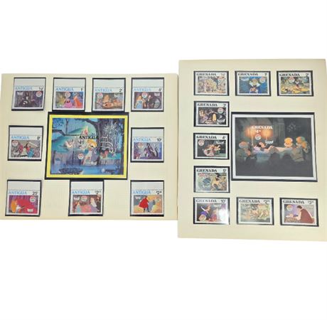 Disney 1980 Christmas Stamps Cinderella & Snow White