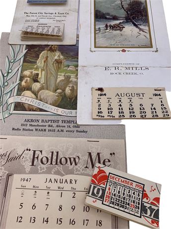 4 Antique to Vintage 1914 to 1947 Wall Calendars