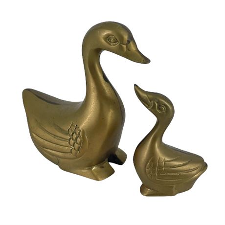 Vintage Solid Brass Duck Figurines
