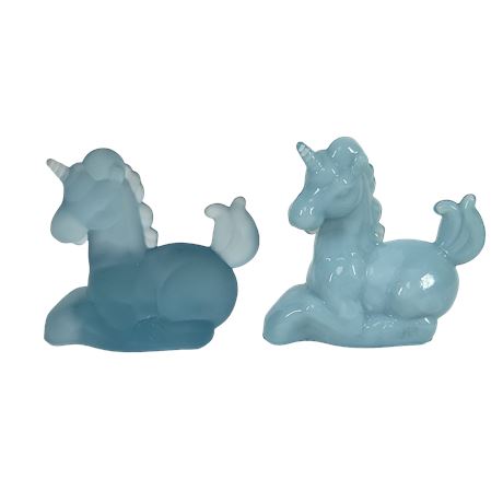 Boyd Glass Frosted Blue / Light Blue Lucky the Unicorn Figurines