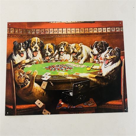 Dogs Playing Poker 12.5x16” Metal Retro Sign