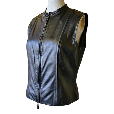 Siena Studio Black Zip Leather Vest