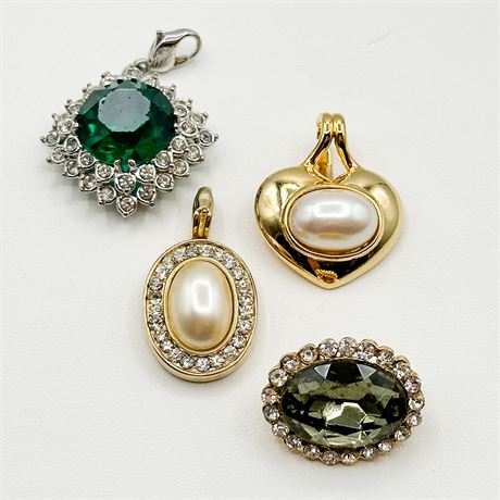 4 Vintage Gold & Silver Tone Pendants