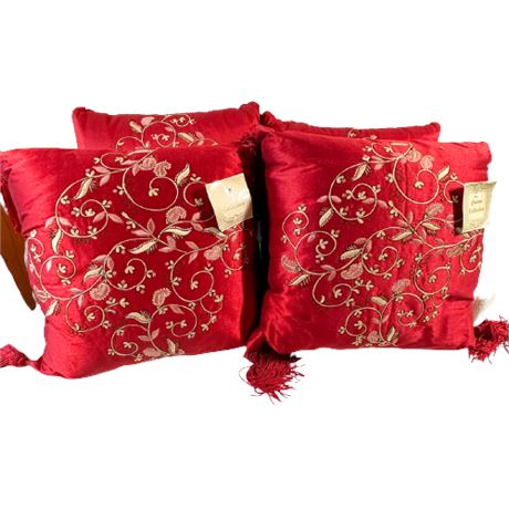 Red Floral Throw Pillows NEW