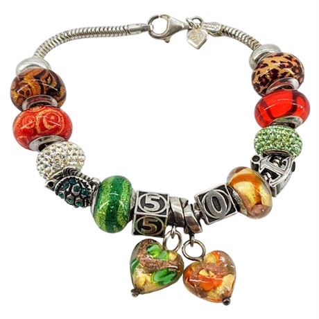 Vtg MICHAEL ANTHONY Sterling Silver Slide Charm Bracelet