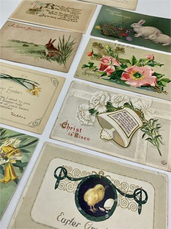 9 pc 1912-1925 Antique Easter Postcard Ephemera Correspondence Lot