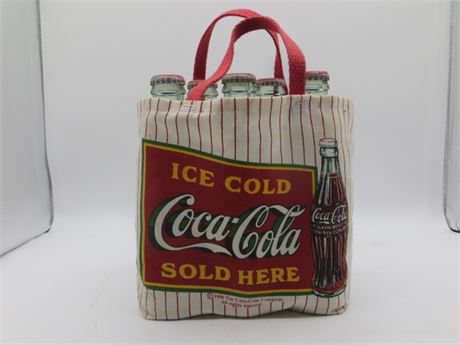 1990 Coca Cola Tote Bag w/5 Full Bottles