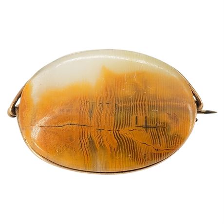 Vintage Natural Onyx Stone Brooch