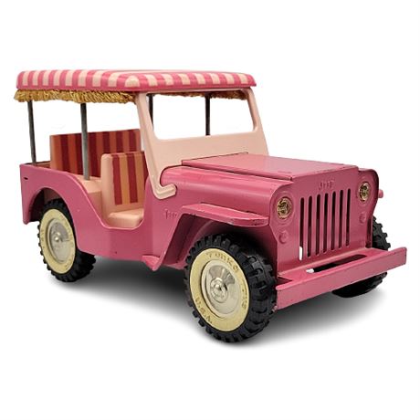1960s Tonka No. 350 Pink Surrey Jeep w/ Fringe Canopy