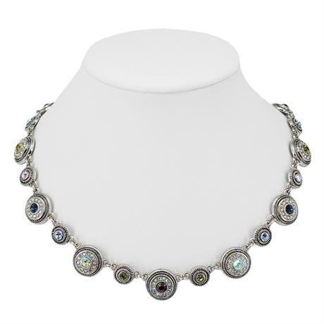 New LIA SOPHIA Multicolored Rhinestone Medallions Necklace