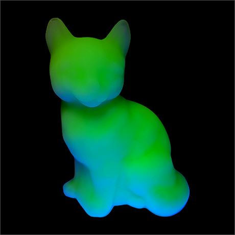 Fenton Sitting Cat Figurine in Satin Custard UV Glass