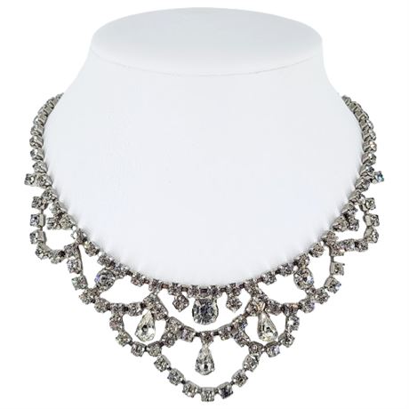 Vintage KRAMER Elaborate Prong Set Rhinestone Necklace