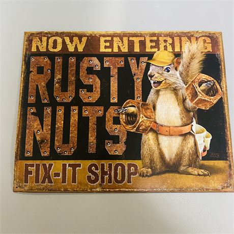 12.5x16” Rusty Nuts Retro Sign