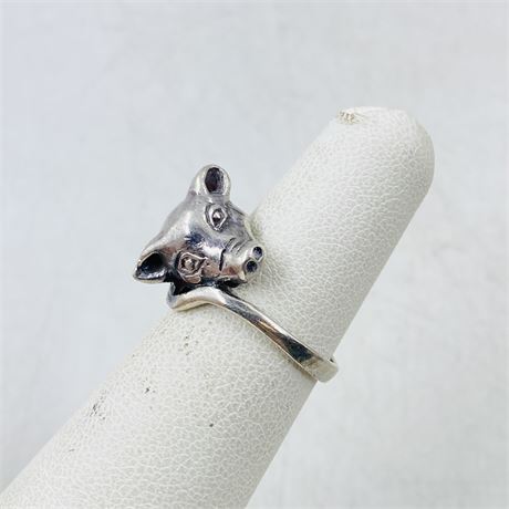 Vntg Sterling Fox Ring Size 4.75
