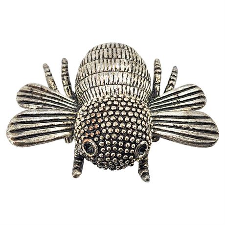 Vintage Oversized Silver Tone Insect Brooch
