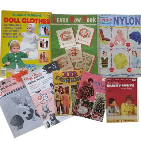 Lot of Vintage Knitting & Crochet Magazine/Booklet Pattern Books