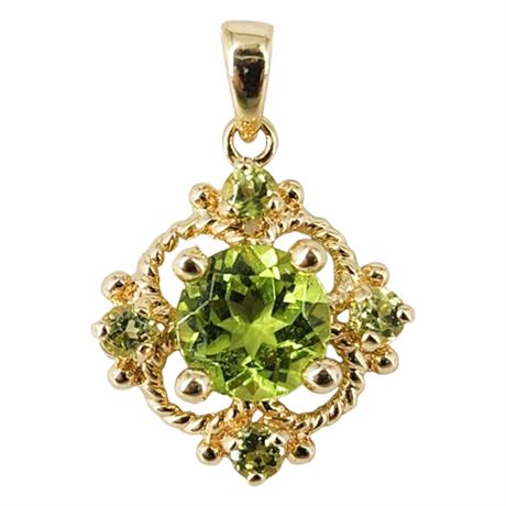 Vintage Signed 14K Gold Peridot Pendant