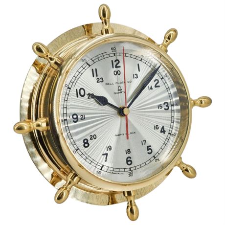 Vintage Bell Clock Co. Brass Ship's Clock Wall Clock