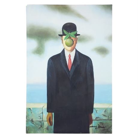 Vintage Student Copy of Rene Magritte "The Son Of Man" Oil on Canvas