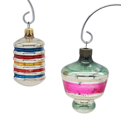 Vintage Columbia Ribbed & USA Top Christmas Ornaments