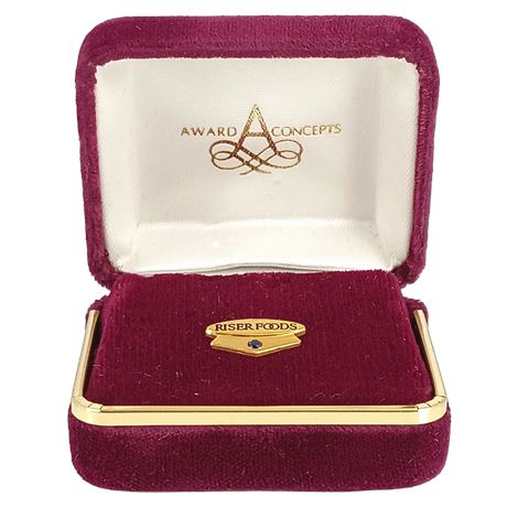 1/10 10K Gold (Filled or Plated) Riser Foods Pin with Sapphire