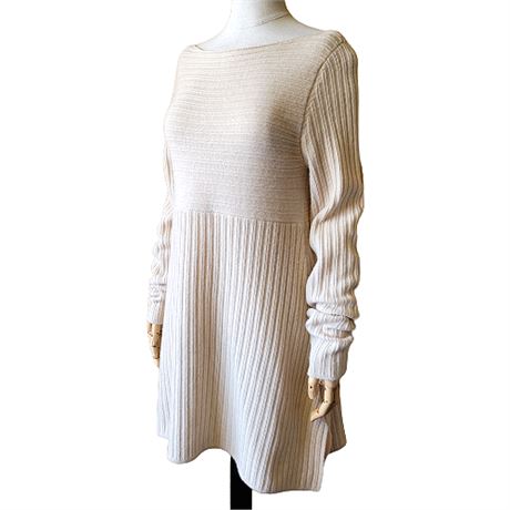 Donna Karan Casual Luxe (White Label) Italian Wool/Cashmere Ribbed Sweater Dress