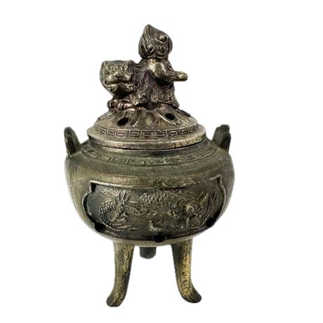 Vintage Metal Foo Dog Incense Burner