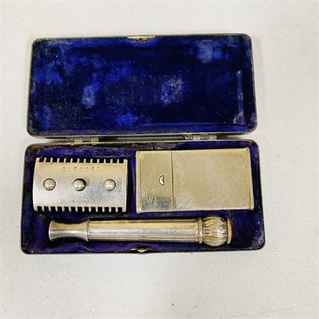 Antique Gillette Shaving Kit in Silverplate Case