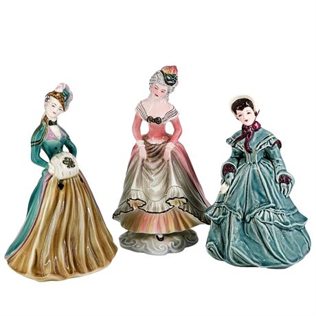 Lot of 3 Vintage Ceramic Fancy Lady Figurines