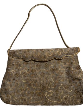 Vntg PARIS Gold Beaded Handbag by Sagill Purse Evening Bag