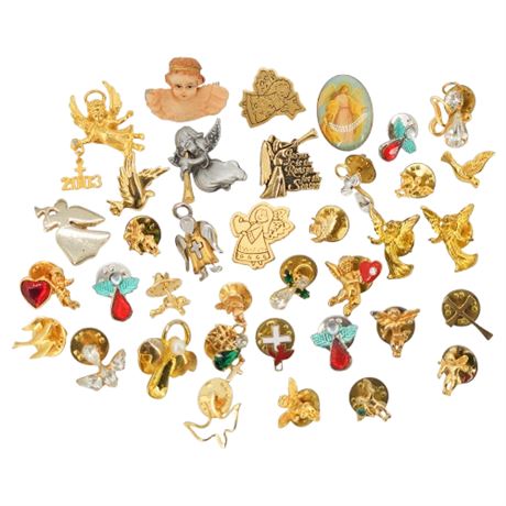37 Vintage Angel/Religious Themed Lapel Pins