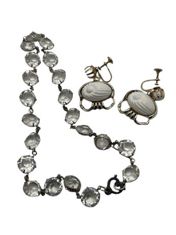 Screw on earrings and necklace lot